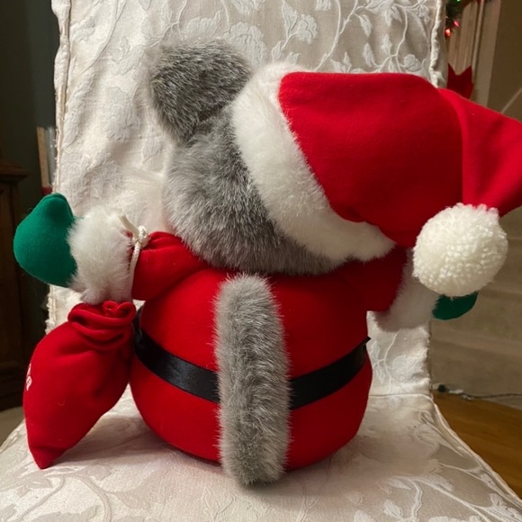 VINTAGE JC PENNY Plush Stuffed Santa Mouse with Sac Korea 15" Christmas holidays - Picture 3 of 7